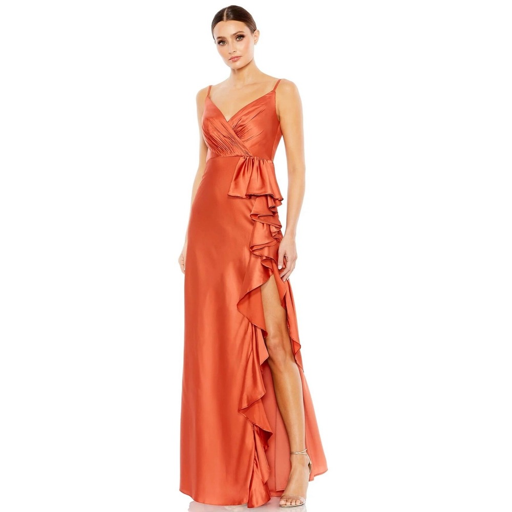 NWT Mac Duggal 68551 Ruffle Slit High
Waist Dress in Spice Sz 2 $398